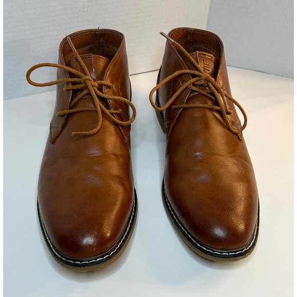 London Fog Blackburn Tan Mens Chukka Faux Leather Dress Boots Memory Foam Size10 main image 10